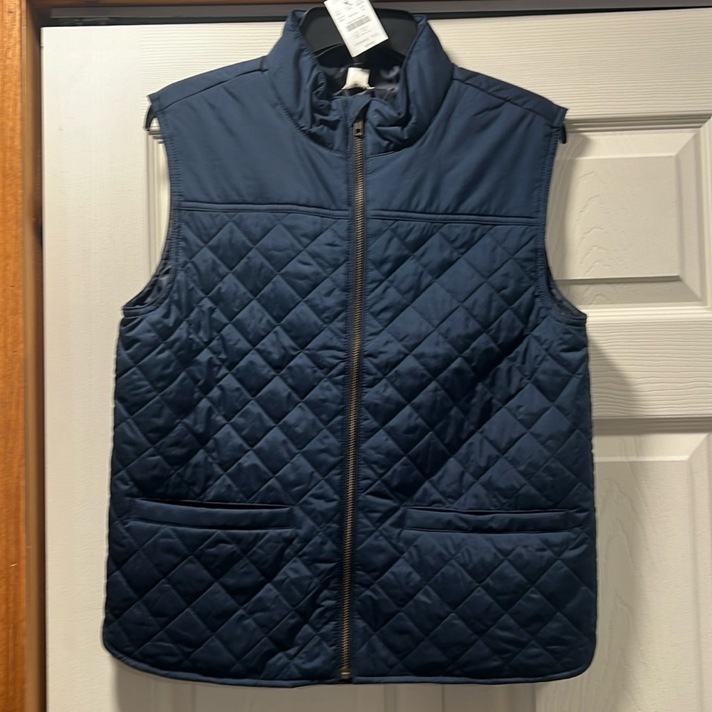 J. Crew Factory Crewcuts Boys' Quilted Walker Puffer Vest in Navy Size XL NWT